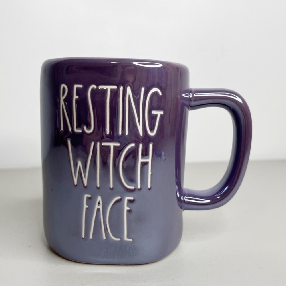 Rae Dunn RESTING WITCH FACE Purple Iridescent Mug NWT